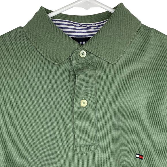 Tommy Hilfiger Short Sleeve Polo Shirt Size S Olive Green - Picture 6 of 11